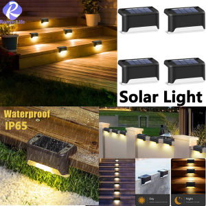 Ronye Life【Spot Manila】Solar LED Waterproof Step Light 4PCS Outdoor Garden Lighting Sunlight Power Saving Deck Pathway Stairs Fence Yard Path Landscape Lamp Decoration