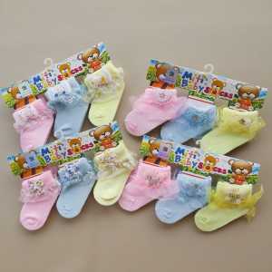 3 Pasang Kaos Kaki Renda Bayi Perempuan 0-6 Bulan/ Kaus Kaki Anak Bayi Cewek 3pcs