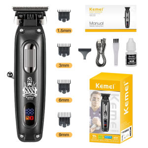 Kemei KM-1728 Black Professional Hair Clipper Beard Trimmer For Men Cordless LCD Display Monitor Barber