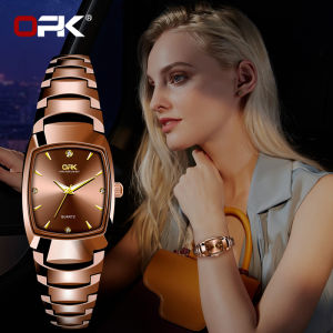 opk rose gold jam tangan wanita original waterproof murah cantik watch girls women 2021 korean style tungsten steel strap luminous display square quartz watch black/silver