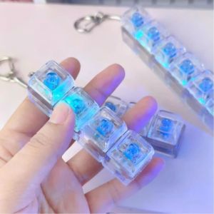 KERWINZ Bright RGB Ambient Lights Fingertip Button Keychain Delicate Glowing Effects Sturdy Plastic Material Mechanical Switch Keychain Friends And Family Comfortable Tactile Feedback Stress Relief Toy Daily Carry