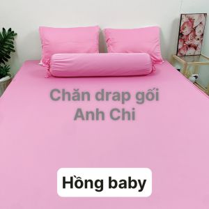 Bộ drap/ga/ra thun trơn màu hồng baby 1m6/1m8 (chân nệm dưới 18cm). Bộ drap thun. Bộ ra thun. Bộ grap thun. Ga giường - drap giường - ra giường - grap giường. Chăn drap gối Anh Chi.
