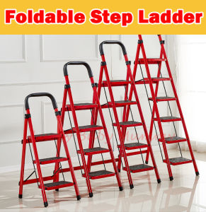 Red Ladder Stool Step Foldable Ladder/Stepsfitted anti-slip pad on each steps.Easy and Compact Ladder Stool For Adult Step Stools For Senior - Lazada