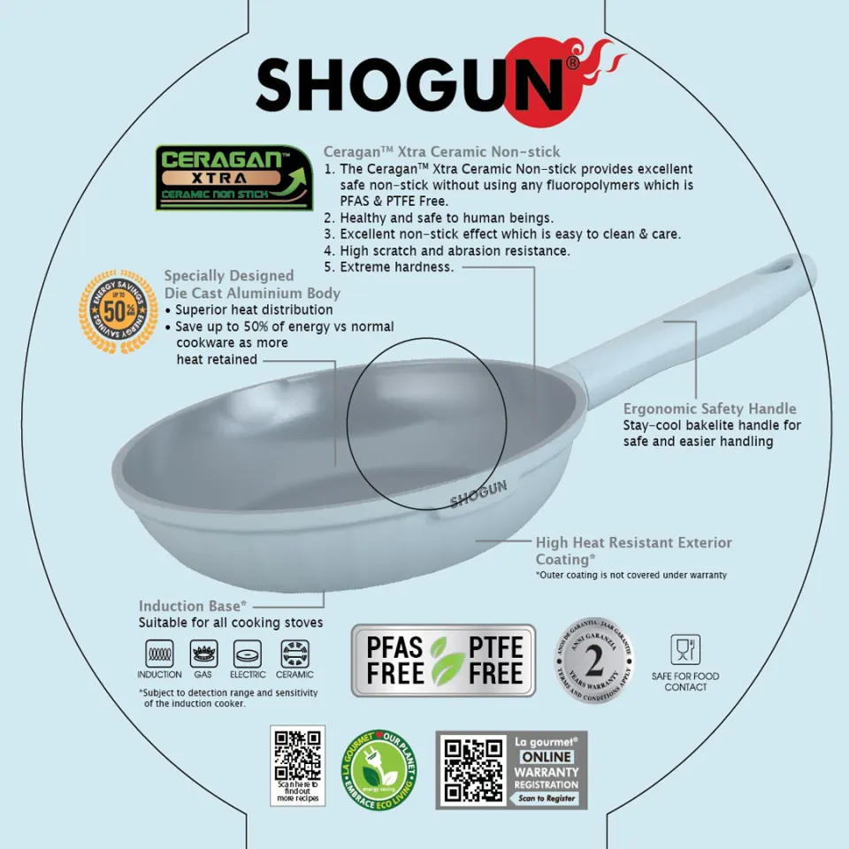 La Gourmet Shogun Mikasa 28cm Ceramic Frypan | Thick Gauge Die
