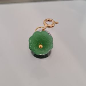 Natural Green Jade Lotus and Ping an Kou Charms