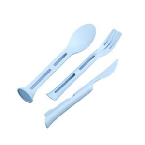 3 cái du lịch xách tay Bộ thìa dĩa rơm lúa mì Cutter Fork Spoon học sinh đồ ăn Bộ đồ ăn nhà bếp dễ dàng để sử dụng