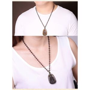 Dây chuyền chuỗi hạt mặt phật A Di Đà màu xám- Phật bản mệnh người tuổi Tuất Hợi
