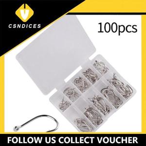 [Csndices] 100pcs box Fishing Hooks Carbon Steel Single Circle Fishhook Fishing Accessories