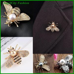 AngelCity Fashion Store antanciepp Insect Series Brooch Delicate Little Bee Brooches Rhinestone Pin Jewelry