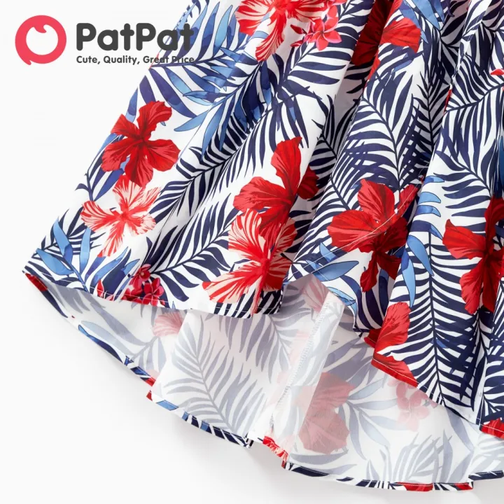 PatPat%20Family%20Matching%20Black%20Cotton%20Tee%20Beach%20Short-sleeve%20Shirt%20and%20Flora%20Print%20Splicing%20Halter%20Strap%20Midi%20Dress%20Sets%20-%20Image%207