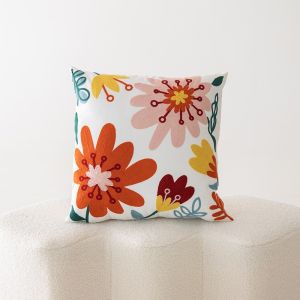 Embroidery Flowers Pillow Cases Square Throw Pillow Cover Farmhouse Decor for Couch Sofa Bed Living Room
