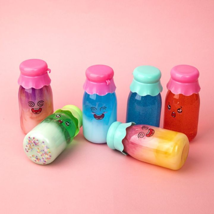 Cute Animal and Emoticon Bottled Slime Toys Colorful Ombre Slime ...