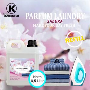 Parfum Laundry Aroma SAKURA | Pewangi Laundry Untuk Setrika Pakaian | Ukuran 0.5 L | Bisa Cod