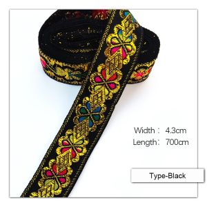 43MM Colorful Floral Geometric Jacquard Embroidered Ribbons DIY Decoration Webbing Trim Wide Boho Woven Trim Ethnic Floral Ribbon Embroidery Polyester Flat Ribbon for DIY Ethnic Inspired Sewing Ribbon for Crafts and Decor