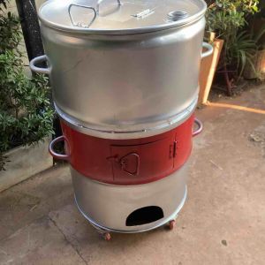 เตาอบใหญ่เตาอบโอ่งไก่ หมู ปลา เนื้อ ต่างๆ ขนาดใหญ่มาก คละสี 200 ลิตร 60*100 ซม. มีล้อ ผู้หญิงยกได้