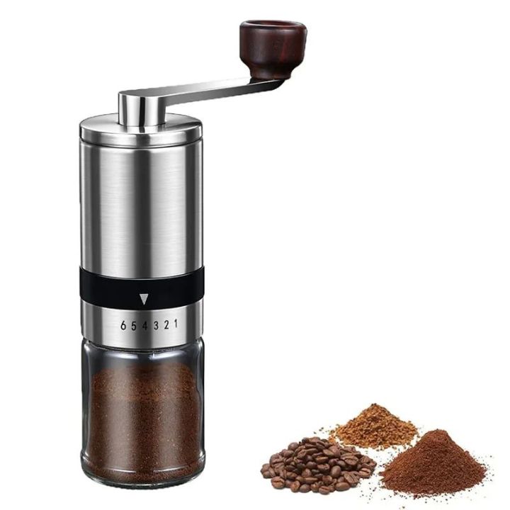 Manual Coffee Grinder Portable Hand Coffee Mill with Ceramic Burrs 6/8