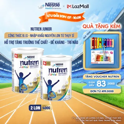 Bộ 2 Sữa Bột Dinh Dưỡng Y Học NESTLÉ NUTREN JUNIOR Xuất Xứ Thụy Sĩ Công Thức BIG Hỗ Trợ Tăng Trưởng Thể ChấtTrí NãoĐề Kháng Cho Bé 400G
