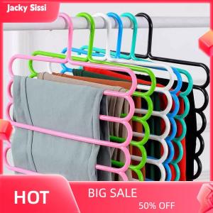 Jacky Clothes Hangers Trousers Hangers Holders Closet Storage Organizers 5 Layers Pants Towel Scarfs Racks Storage Organization