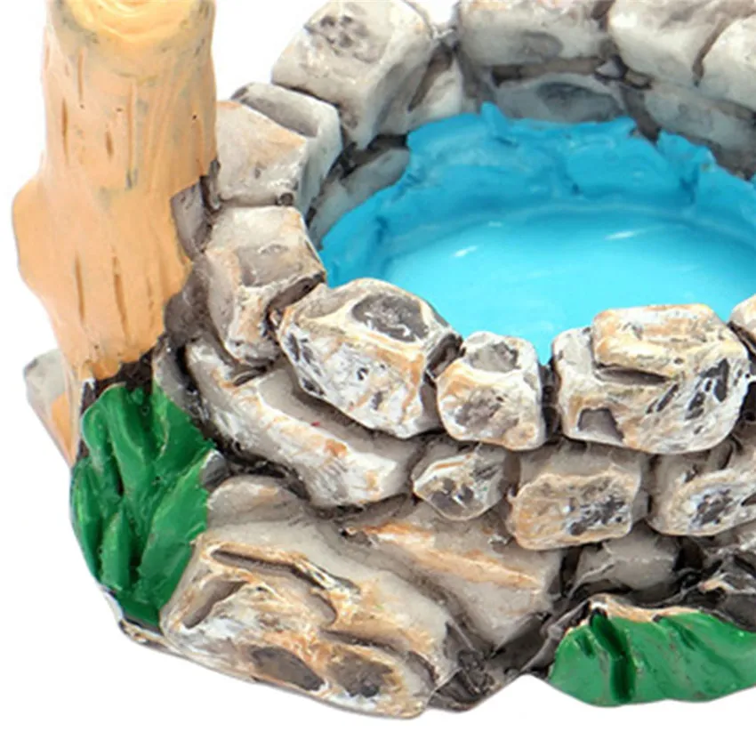 BYFRI Gardenfairy Miniatur Brunnen Haus – Vintage Deko Aus Resin, 34x27 Mm, Für Feengärten & Modelllandschaften