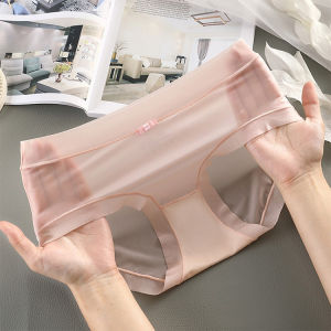 Maniyun Summer Ice Silk Panties Women Super Thin Naked Feeling Seamless Underwear Briefs Middle Waist
