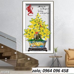 Tranh gạch 3d hoa mai - HSCX433