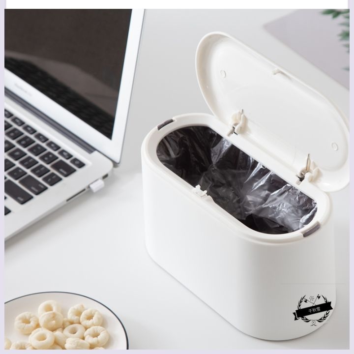 Desktop living room wastebasket with lid trash can cute online