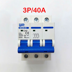 Bộ cầu dao 4p Aptomat AC 3 pha 4 cực LWR 32A 40A 63A 100A 125A ngắt mạch CB tép 380V Bảo vệ quá tải ngắn mạch cb 3p