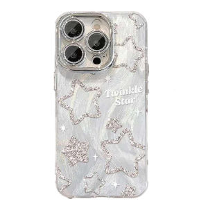 Case For iPhone16 Pro Max iPhone15 14 iPhone13 Silver shimmering ripples Blue purple gradient star Shockproof Phone Casing With Films Hard Case iPhone13Promax iPhone12 iPhone11