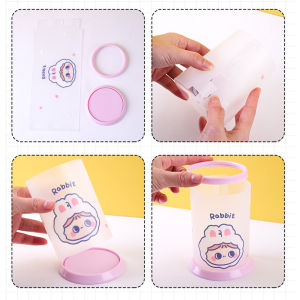 Ống dựng bút hình trụ tròn họa tiết trang trí hoạt hình dễ thương màu sắc tươi sáng bắt mắt