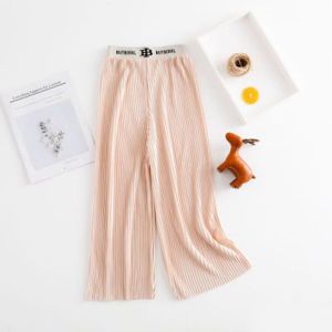5-12 Years Girls Summer Casual Ice Silk Wide Leg Long Pants Kids Pleated Letters Spring Trousers