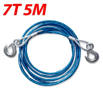 🇵🇭 Heavy Duty 5 M 7 Tons Size12mm The Car Trailer Steel Wire Cable High Strength Tow Strap With Safety Hook For Towing Car Boat Truck Emergency Recovery
