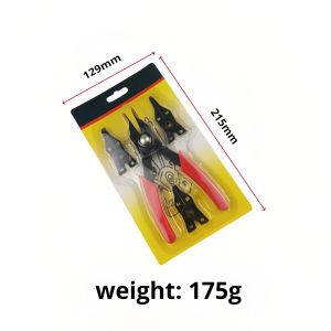 4-In-1 Snap Ring Pliers Set for C-Clips & Retaining Clips Removal for Automotive & Engine Repair Interchangeable Jaw Heads with 45° 90° & 180° Angled Jaws