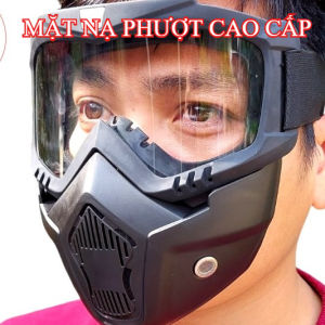 Bộ kính bảo hộ cao cấp mặt nạ phượt dùng cho mũ 3/4 cực chất gió bụi chống nước