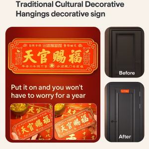 Decorative Hangings Gold Decorative Sign Red Background Traditional Cultural Auspicious Pattern Red