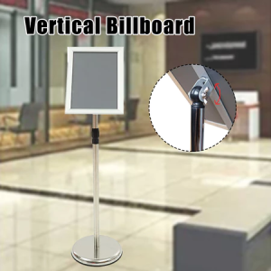 Adjustable Poster Sign StandStainless Steel Heavy Duty Pedestal Floor Standing Sign Holder