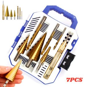 🔥HCM 12H🔥Bộ 7 mũi khoan tháp đa năng - Mũi khoan cưa đa năng thép gió HSS mạ Titan siêu bền