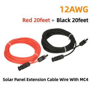 1Pair Black & Red  20/30 Feet Solar Panel Extension Cable Wire with MC4 Female and Male Connector 12AWG COD