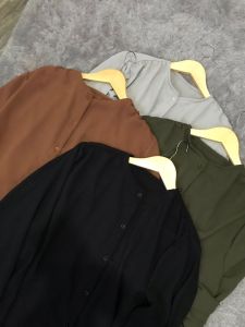 HOSC01 - Kemeja Crinkle Airflow Oversize Lengan Panjang / Atasan Jumbo Cringkle Premium / Kemeja Wanita Tangan Balon
