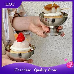 [Chandrae] Ice Cream Cups Salad Bowl Stainless Steel Bowl Dessert Fruit Plate Snack Dish Party Supplies