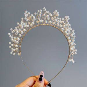 Bando Mutiara Pesta Pernikahan Hiasan Aksesoris Rambut Wanita Mahkota Pengantin Headpiece PBW001