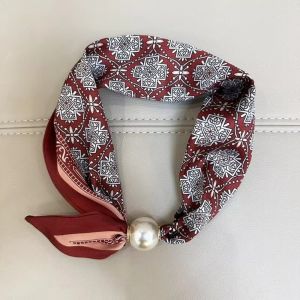 OMQAIO Polyester Lazy Scarf Chic Lightweight ic Buckle Scarf Luxury Printed Design Silk Scarf Spring Summer