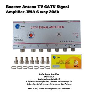 Booster Splitter Antena TV CATV Signal Amplifier JMA 6 way 20db