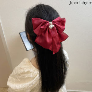 Nơ voan kẹp tóc ngọc trai Hàn Quốc net red spring clip phụ kiện tóc phía sau đầu với mũ đội đầu đuôi ngựa