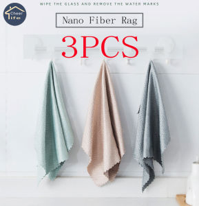 Cheer Life 3 Pcs KitchenTowel Kitchen Cloth Thickened Dishcloth Cleaning Cloth For Window Glass Car Floor Rags Bowl Dish Ceramic Tile Wipe Duster Home Cleaning Tool