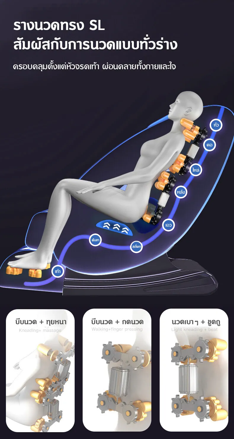 Inova เก้าอี้นวด เก้าอี้ไฟฟ้า เก้าอี้นวดผ่อนคลาย chair massage เก้าอี้นวดตัวอัตโนมัติ ปรับเอนนอนได้ นวดได้ทั่วร่างกาย แปลไทย กระตุ้นการไหลเวียนโลหิต นวดแบบผสมผสาน