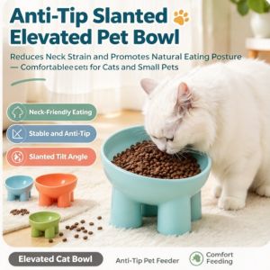 Tilted Elevated Pet Bowl Anti Tipping Raised Cat Bowl Dog Food Water Bowl Pet Feeder Bowl High Foot Design