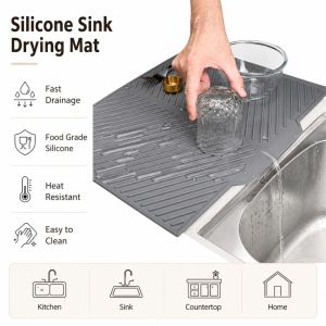 Dish Drying Mat Silicone Anti-scald Table Placemat Kitchen Folding Draining Pad For Tableware Dishes