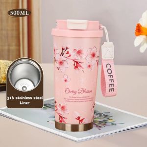 Portable Ceramic Coating Tumbler Durable Stainless Steel Coffee Mug Reusable Double Wall Vacuum Insulated Cups Exquisite