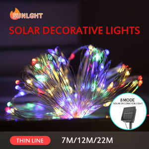 LED Solar Christmas Fairy Lights 7/12/22M LED Solar Christmas Lights Outdoor Waterproof String for Home Garden Party Wedding Patio Tree Christmas Decoration