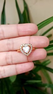 CINCIN GOLD & SILVER BATU LOVE KRISTAL ELEGANT BERKILAU FULL PERMATA ANTI LUNTUR LAPIS GOLD